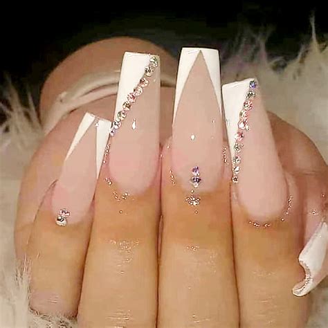 nude nails with rhinestones